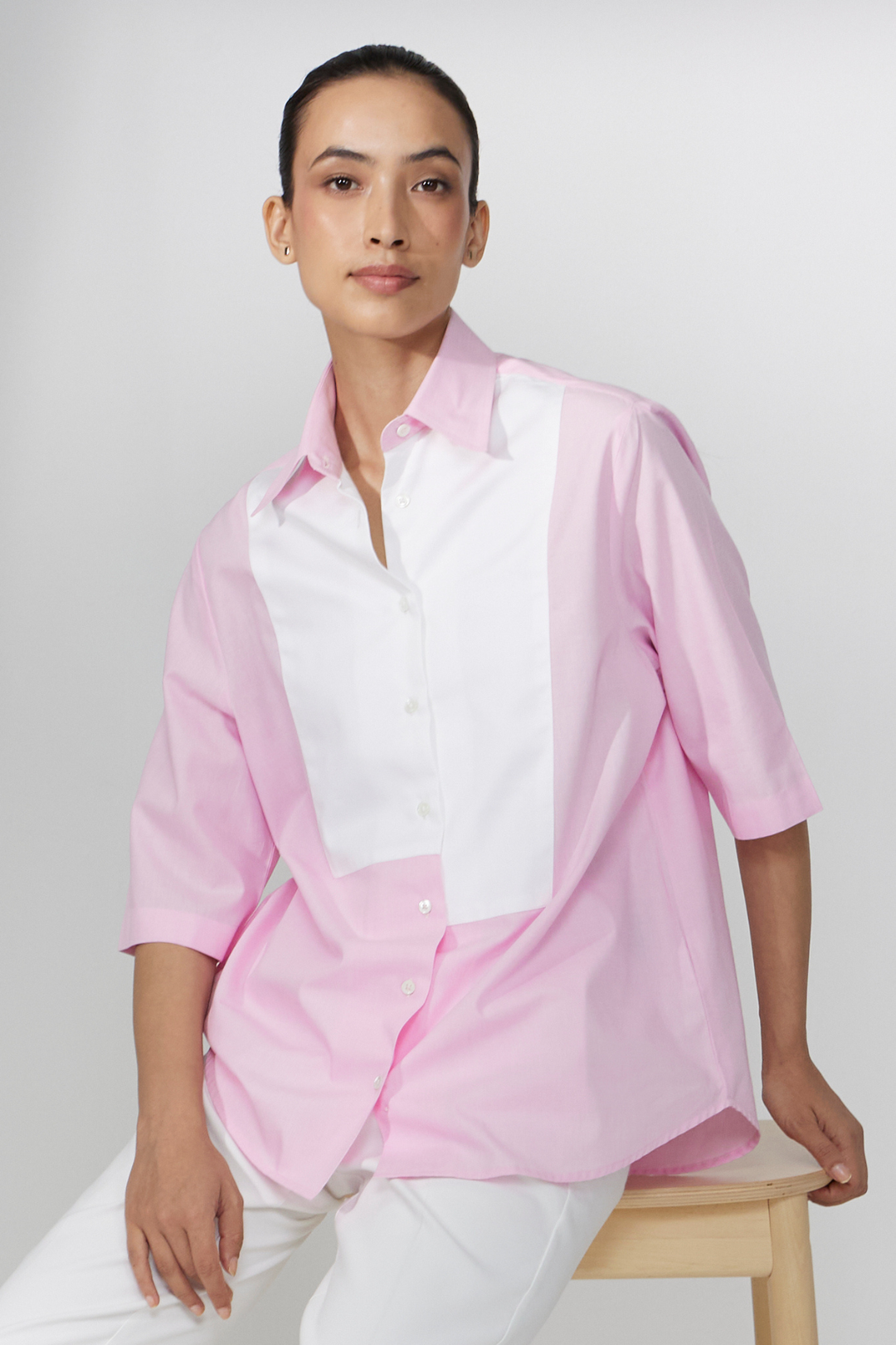 GEOMETRIC BIB PINK SHIRT