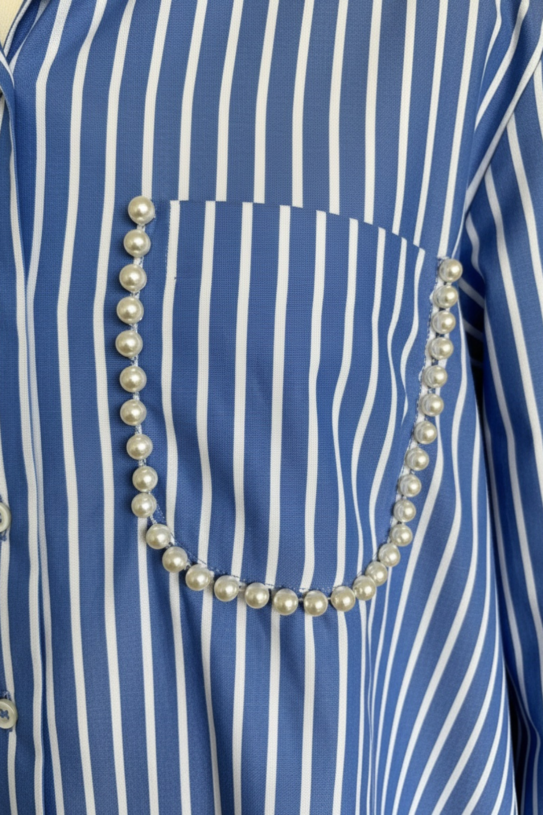 Blue Stripe Pearl Pocket Shirt