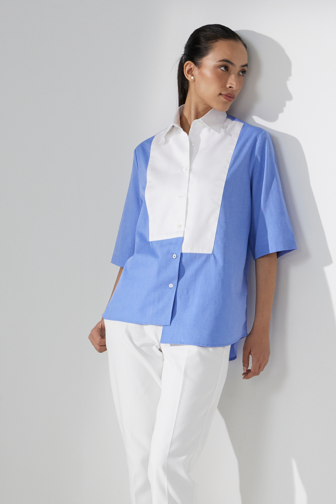 GEOMETRIC BIB BLUE SHIRT
