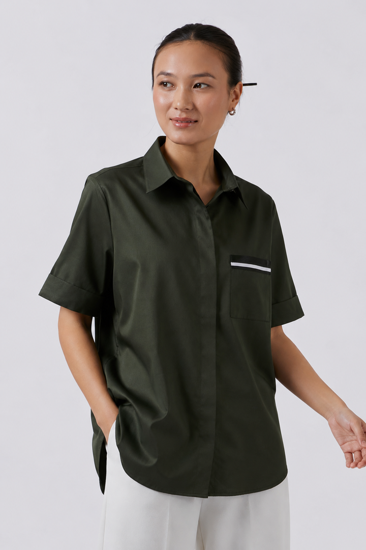 Olive Ribbon Shirt