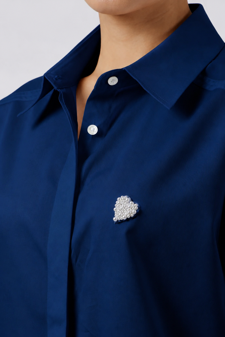 Pearl Heart Midnight Blue Crop Shirt