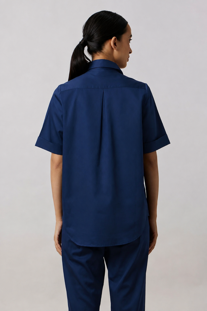 Midnight Blue Collar Pocket Crystal Co-ord Set