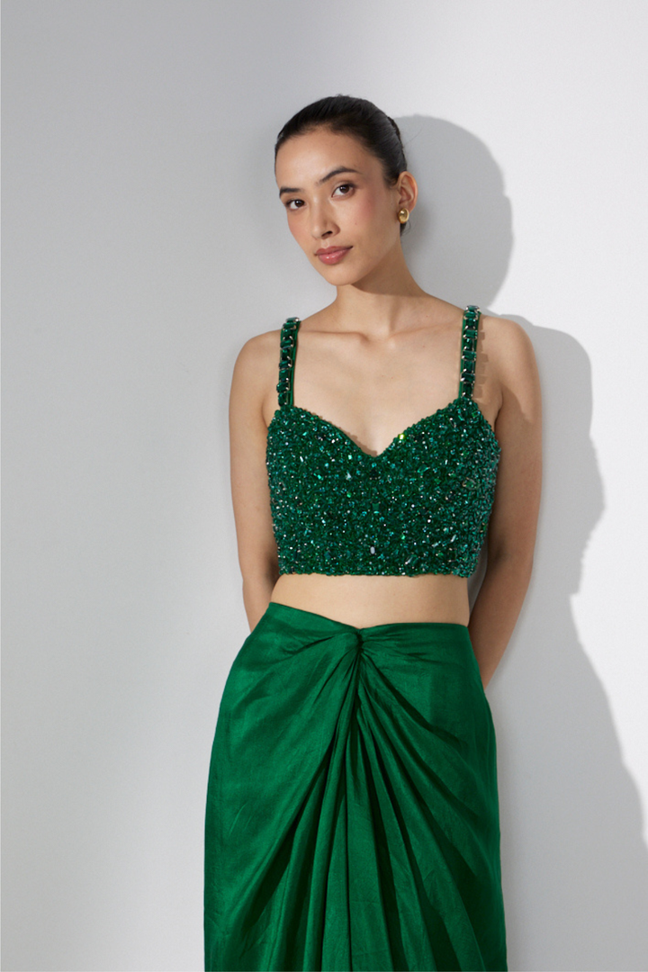 Emerald Crystal Organza Set