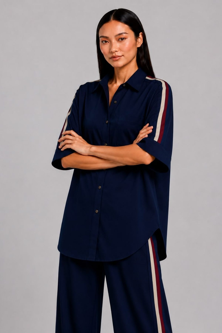 Navy Ribbon Pant Set