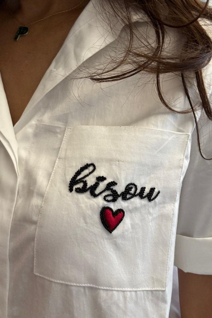 White Bisou Embroidered Shirt