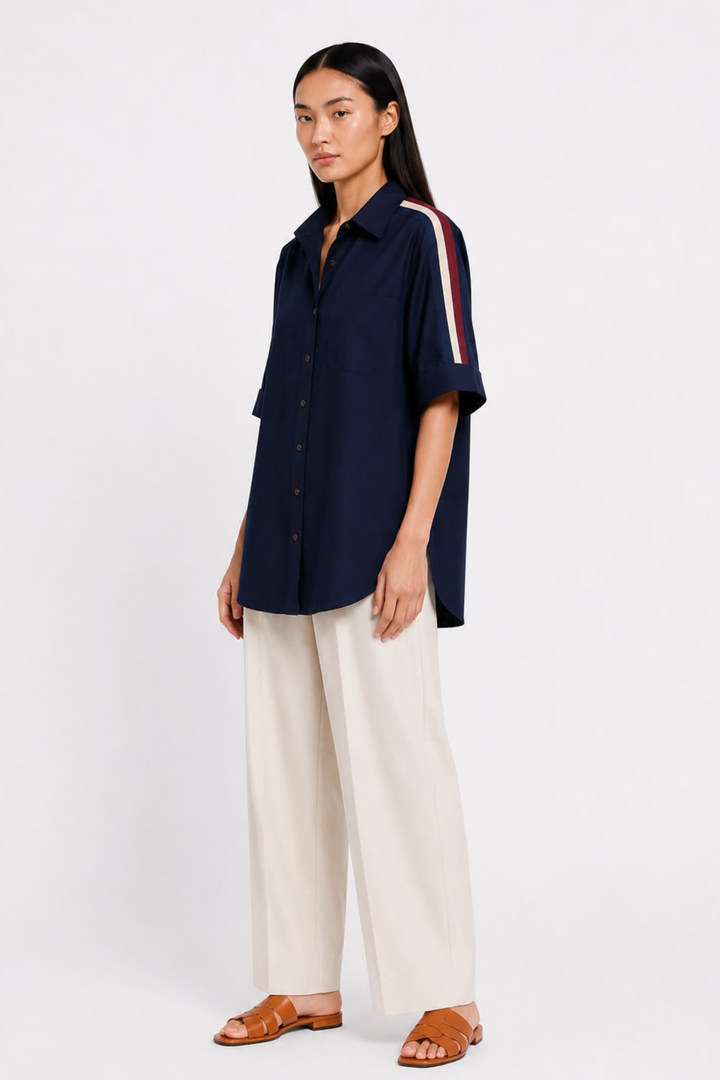 Navy Ribbon Shirt