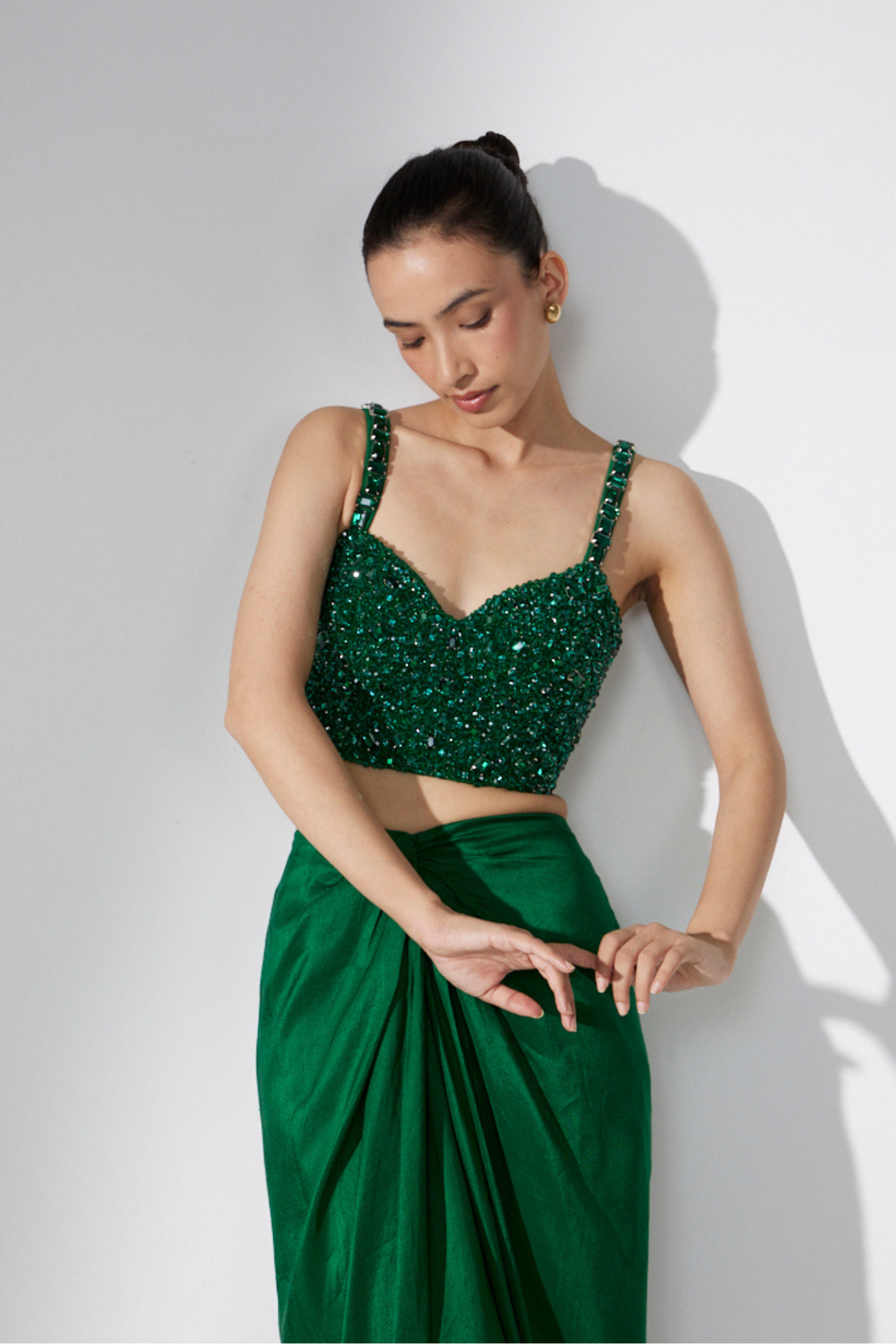 Emerald Crystal Organza Set