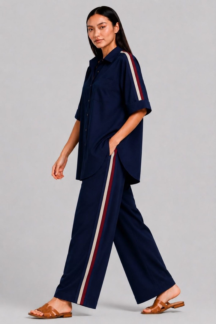 Navy Ribbon Pant Set