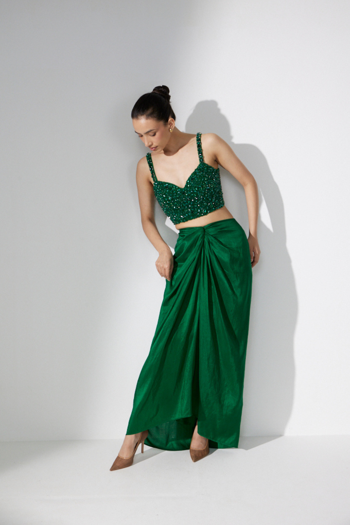 Emerald Crystal Organza Set