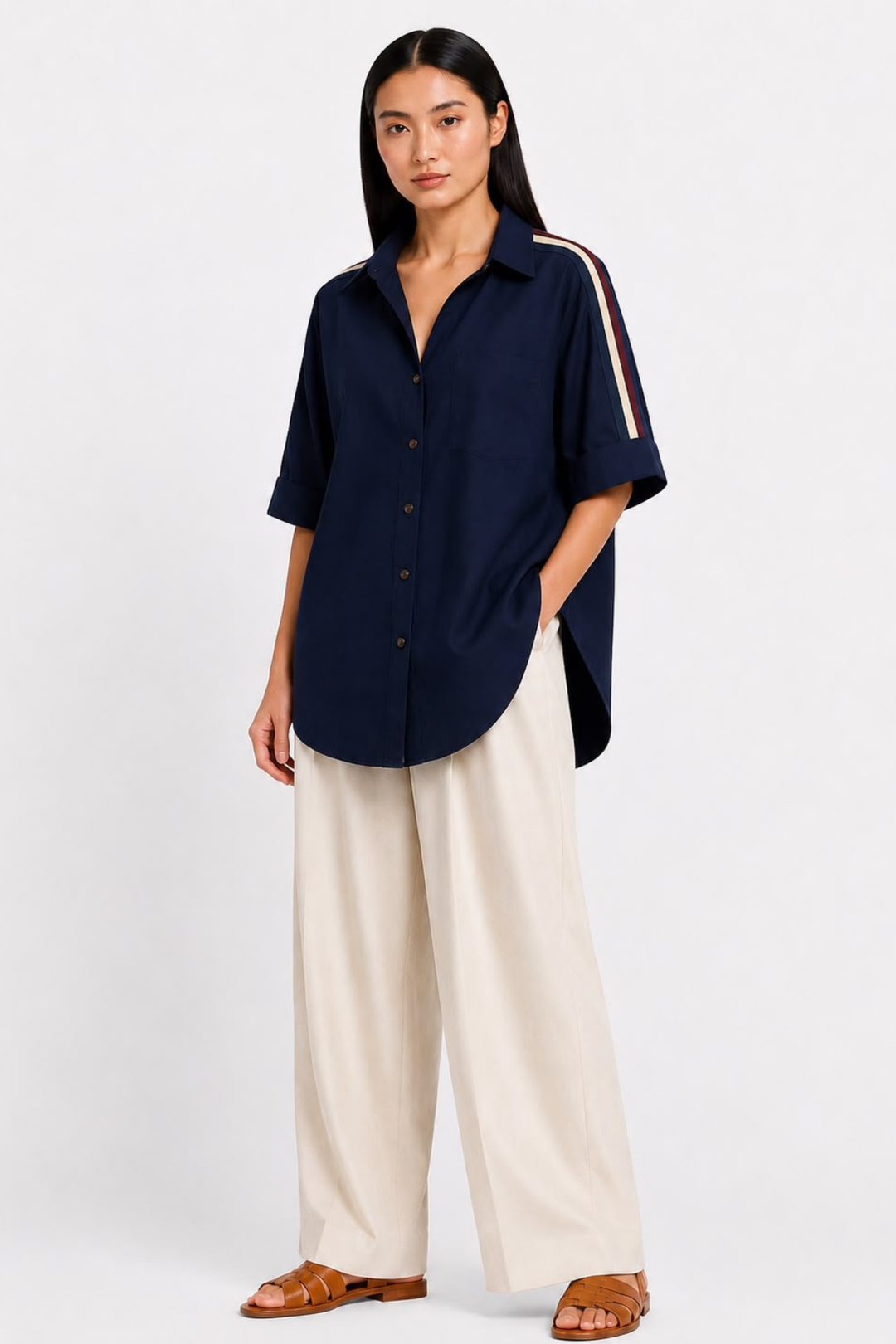 Navy Ribbon Shirt