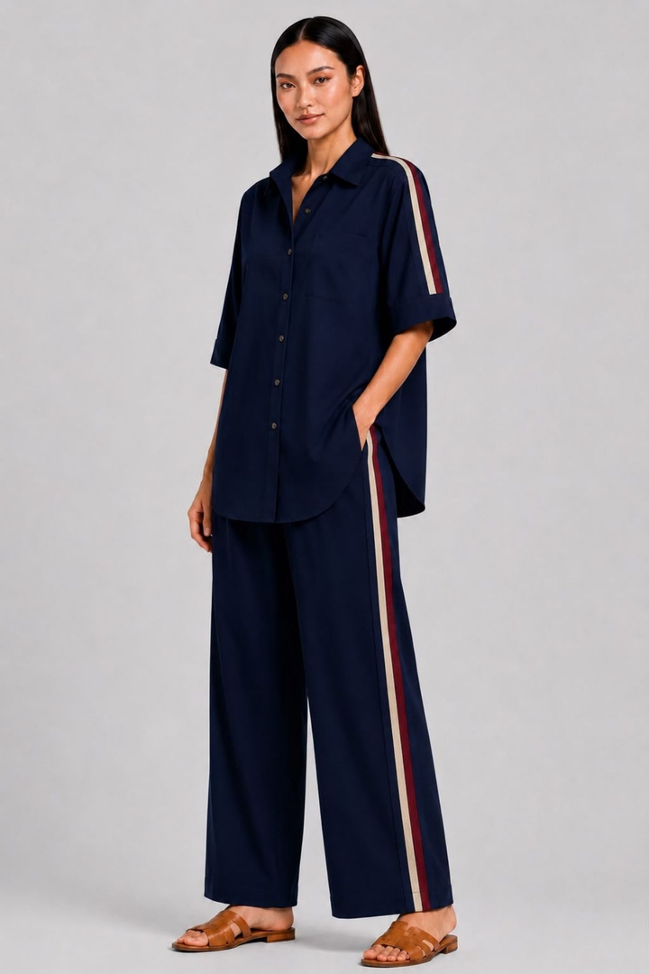 Navy Ribbon Pant Set