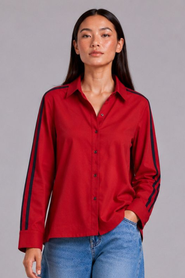Red Ribbon Crop Shirt