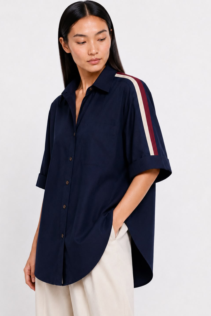 Navy Ribbon Shirt