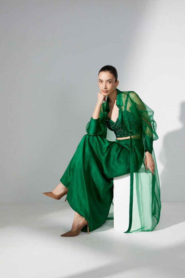 Emerald Crystal Organza Set