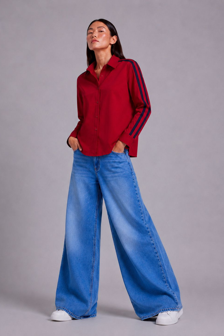 Red Ribbon Crop Shirt