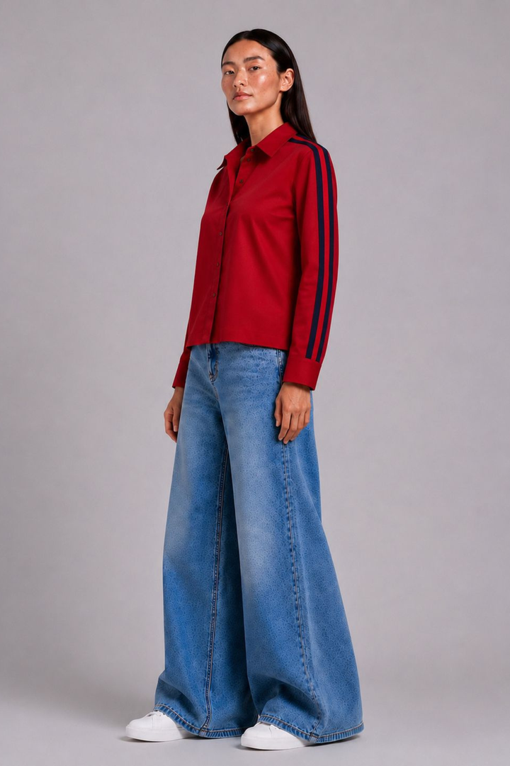 Red Ribbon Crop Shirt
