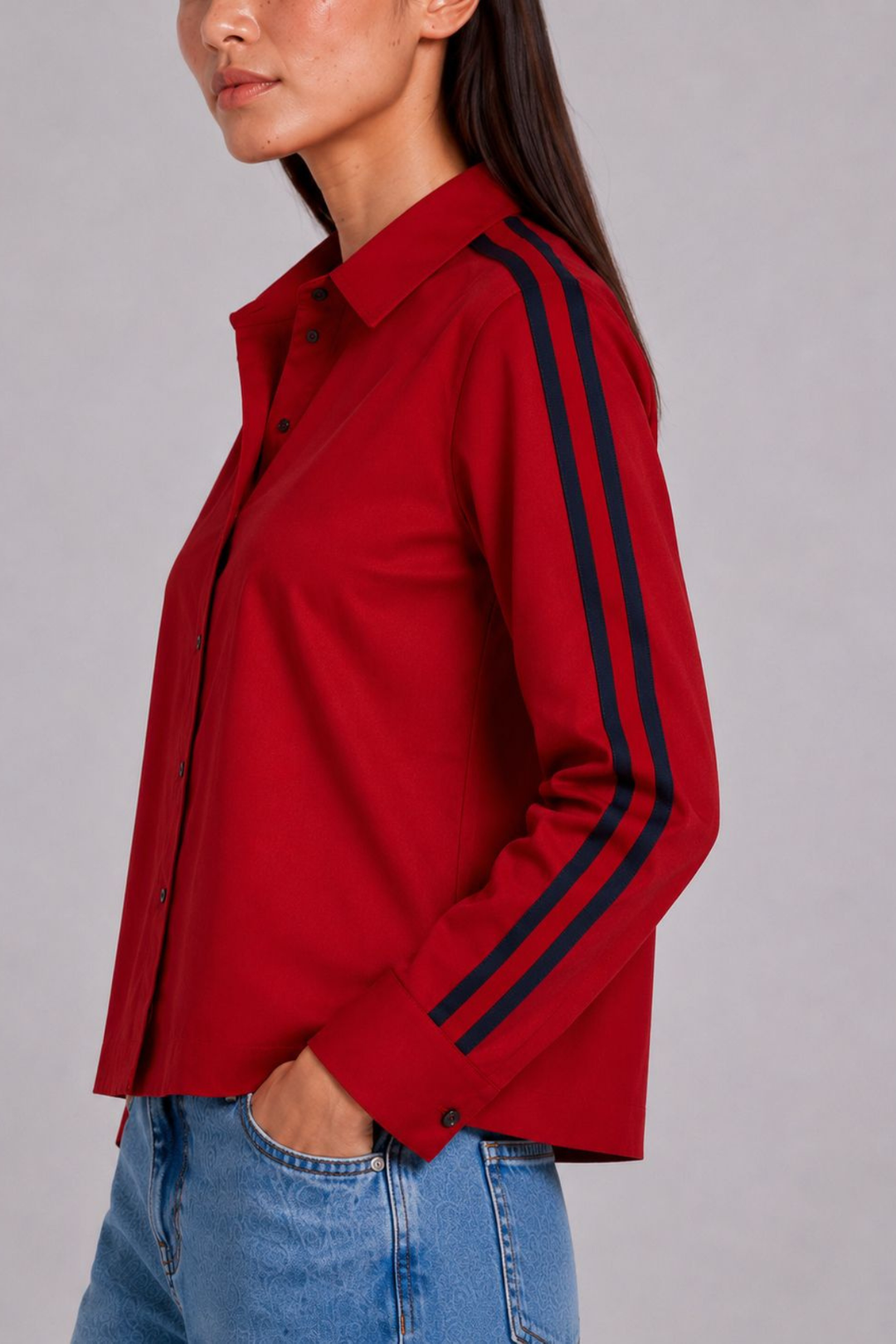 Red Ribbon Crop Shirt