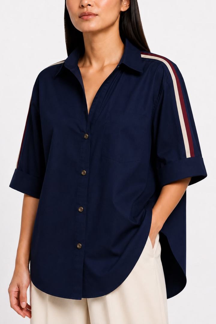 Navy Ribbon Shirt