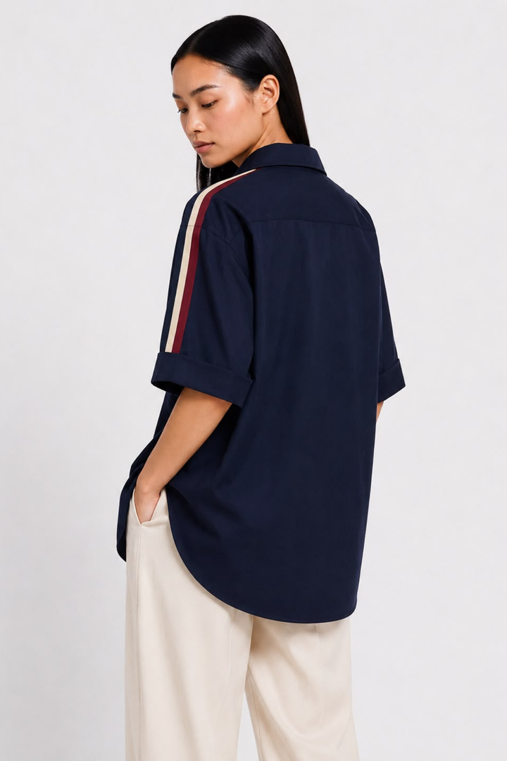 Navy Ribbon Shirt