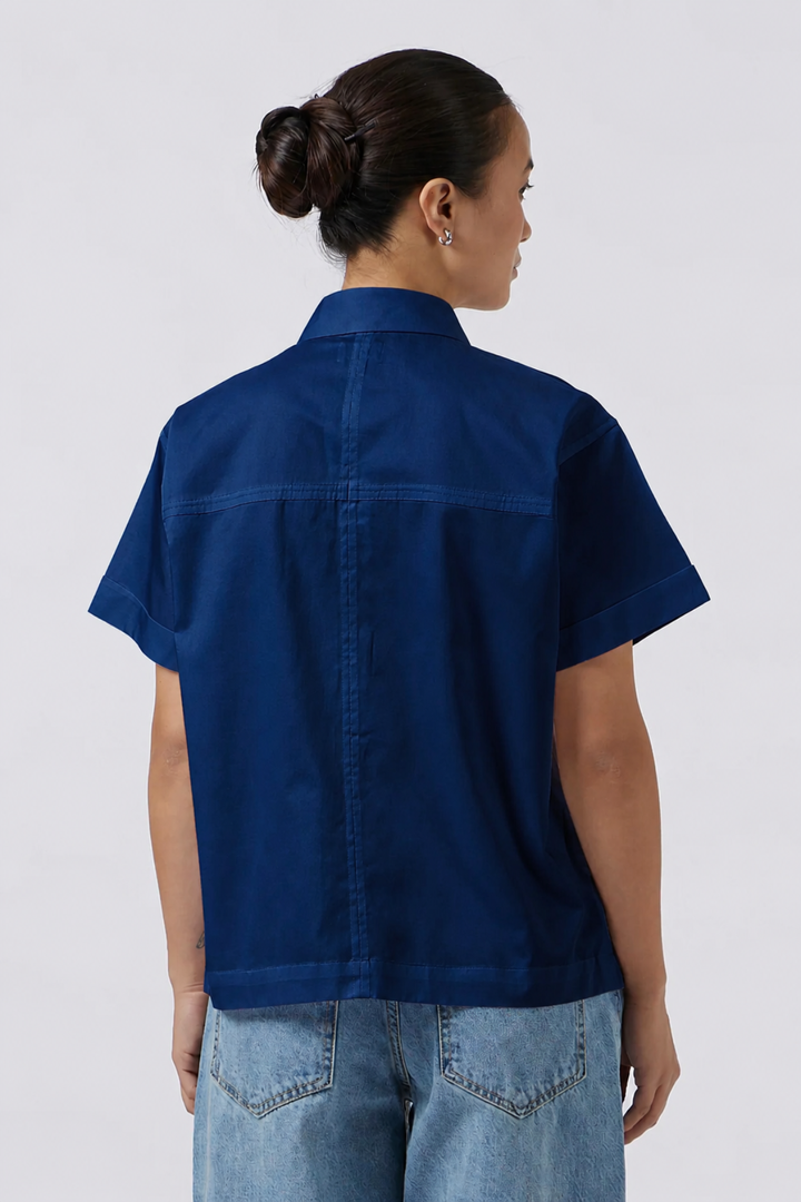 Pearl Heart Midnight Blue Crop Shirt