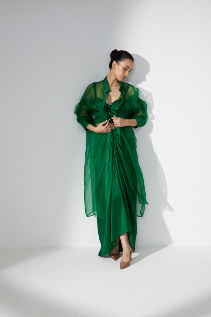 Emerald Crystal Organza Set
