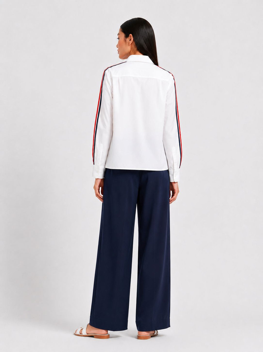 White Red Ribbon Crop Shirt
