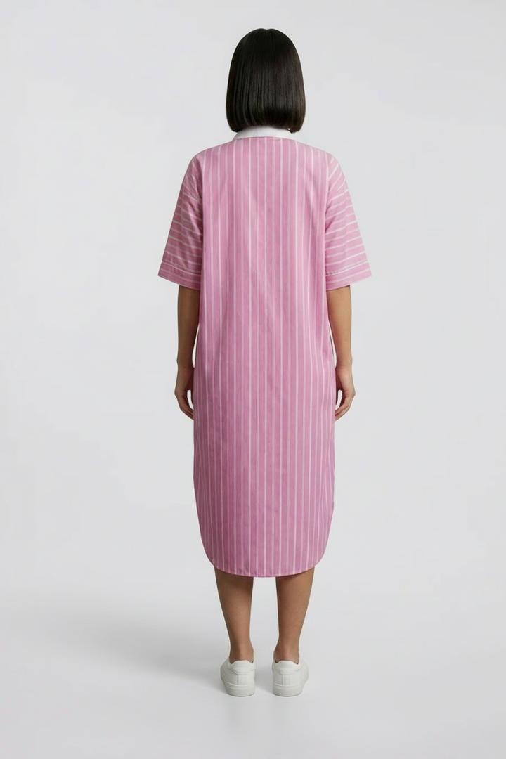 Pink Stripe Pearl Heart Shift Dress