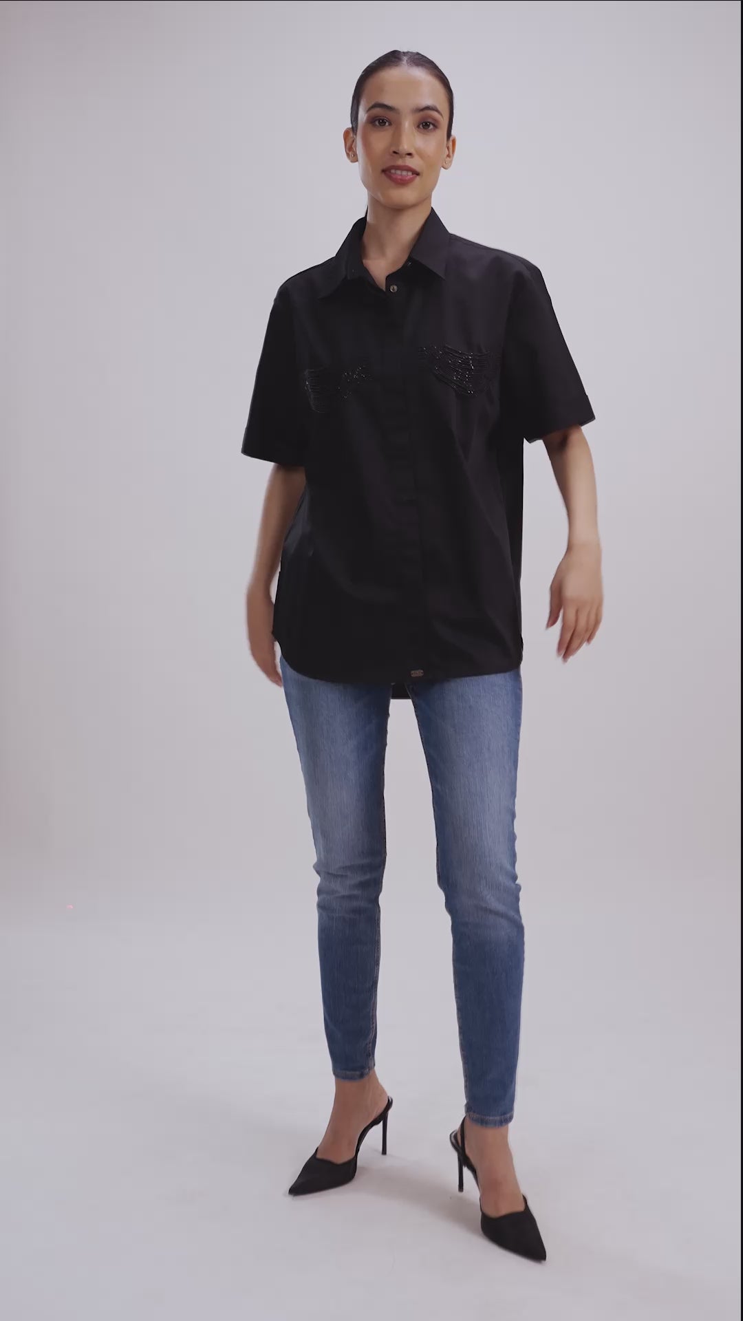 2 POCKET BLACK FRINGE SHIRT