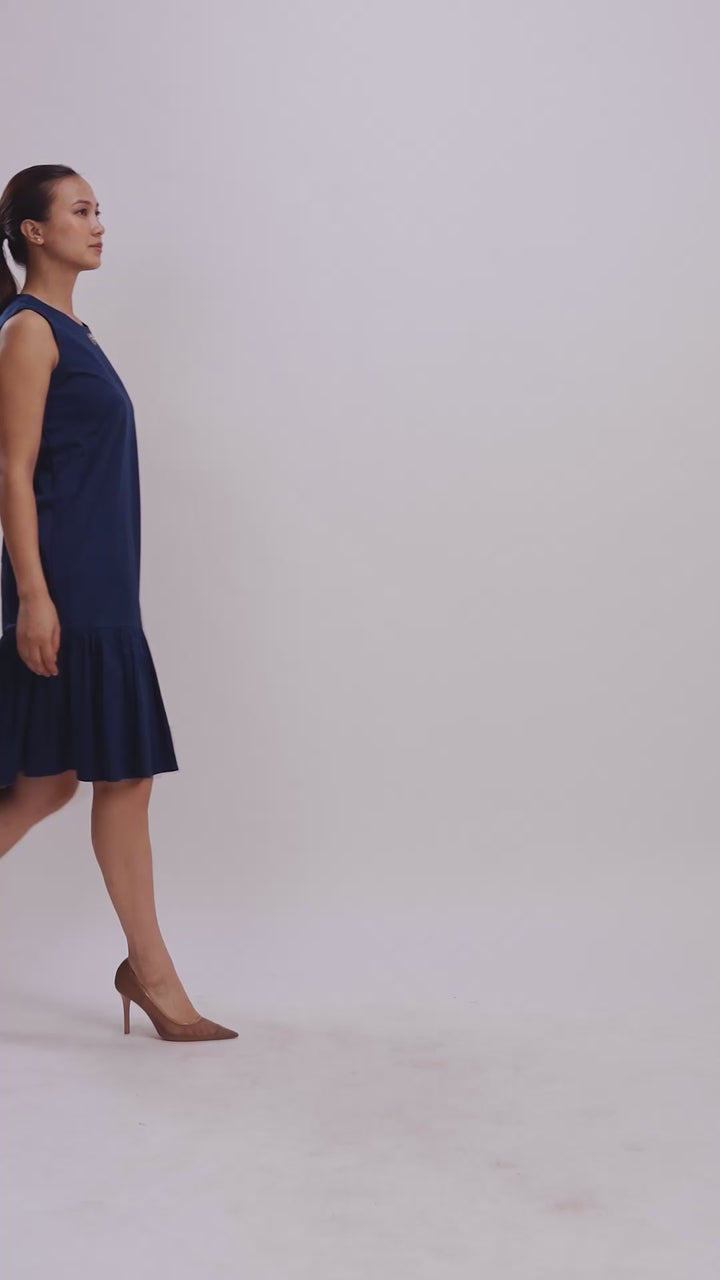 MIDNIGHT BLUE BABY SWAROVSKI HEART FRILL DRESS