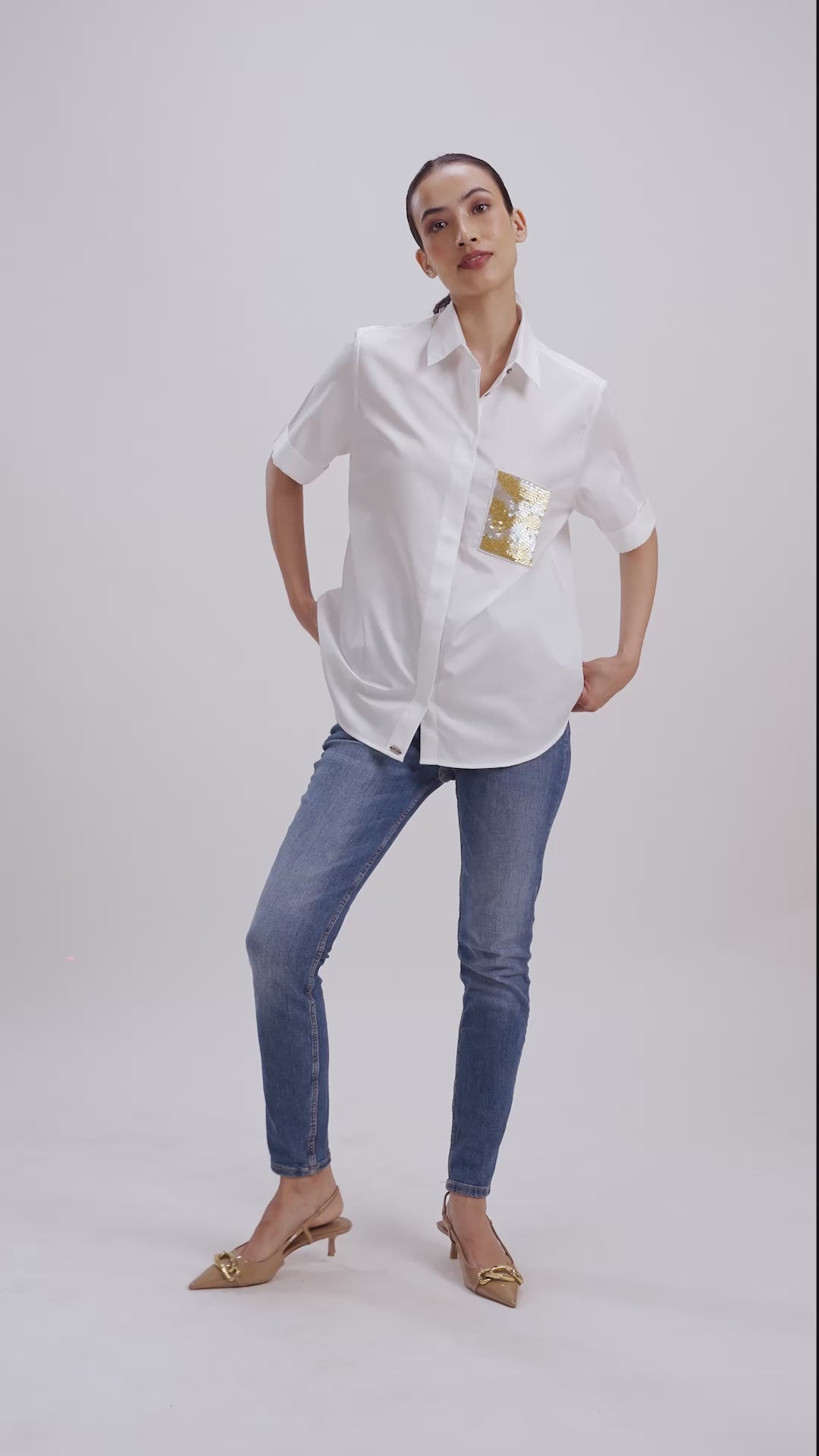 White Metallic Gold Shirt
