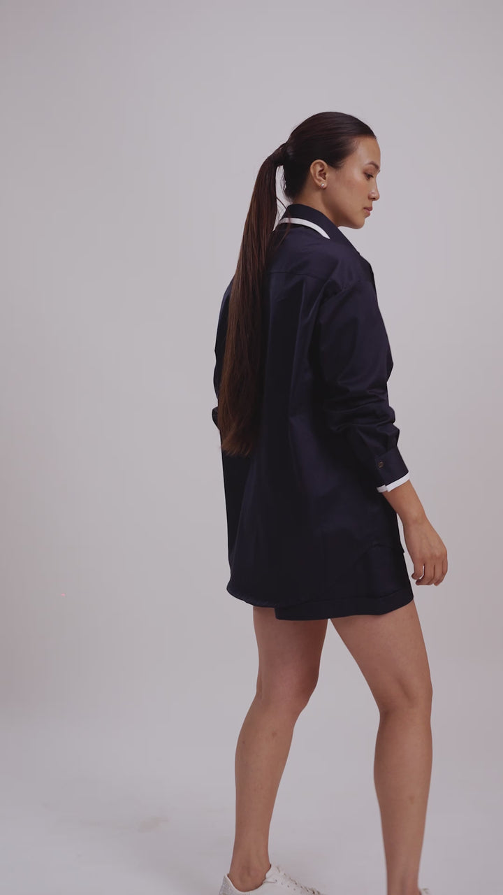 NAVY TUXEDO SHORTS SET