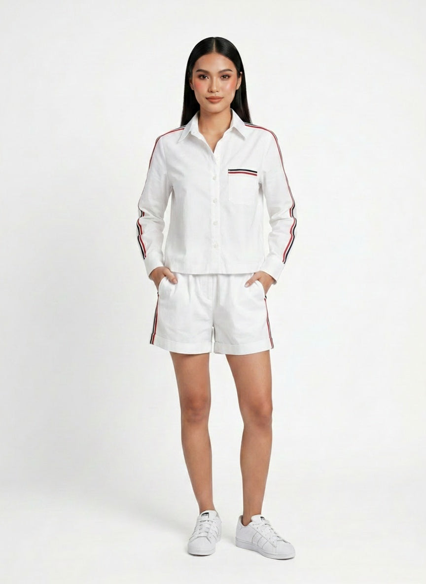 White Ribbon Short Set