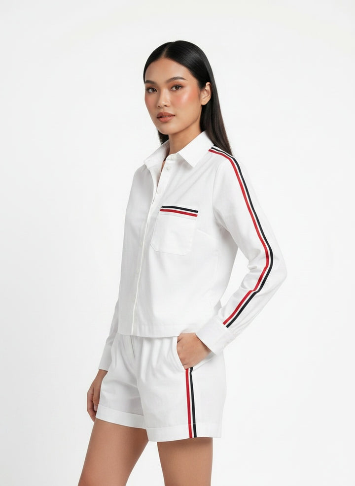 White Ribbon Short Set