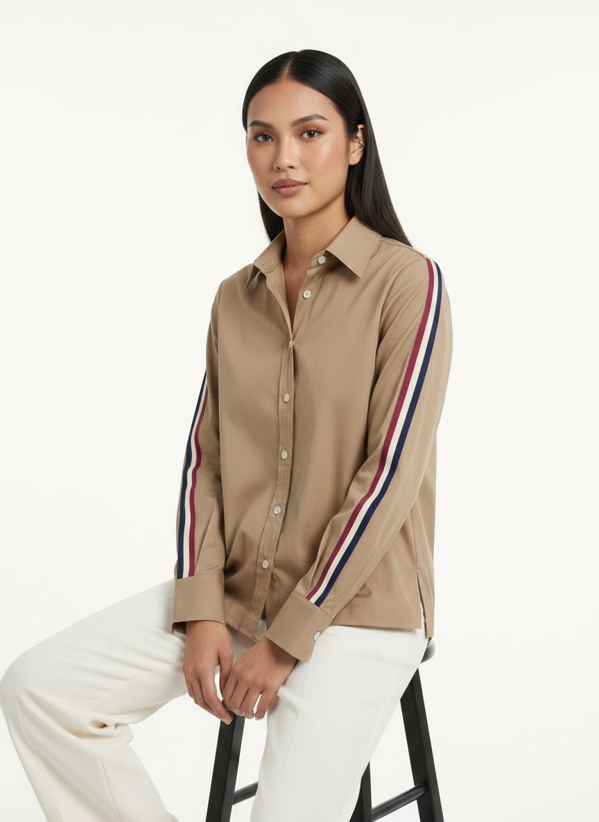 Sand Ribbon Crop Shirt