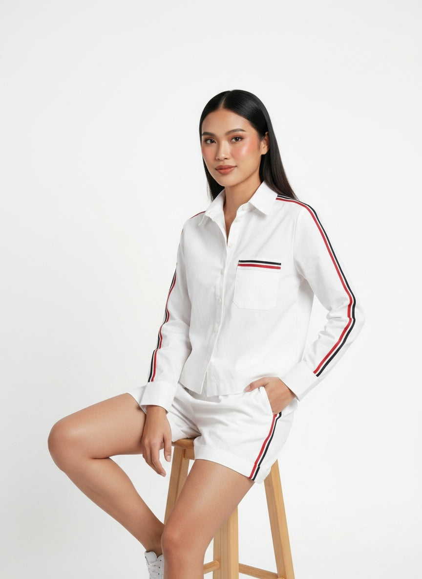 White Ribbon Short Set