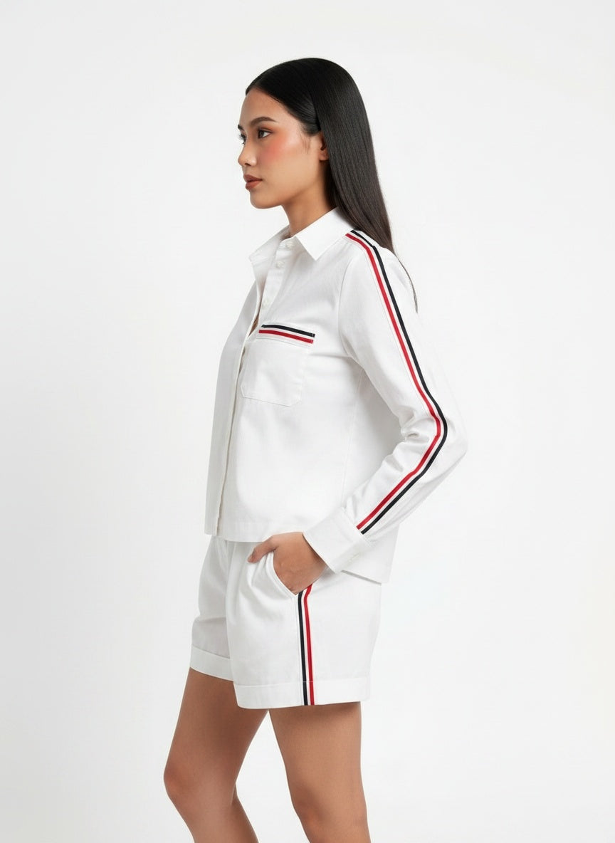 White Ribbon Short Set