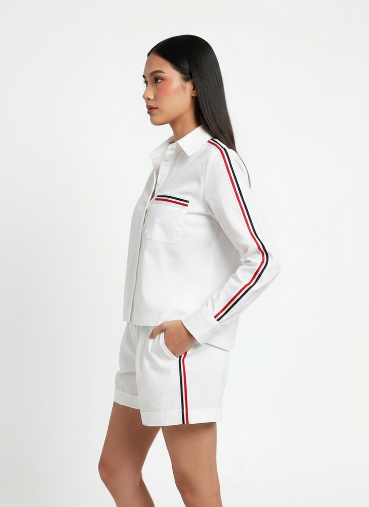 White Ribbon Short Set