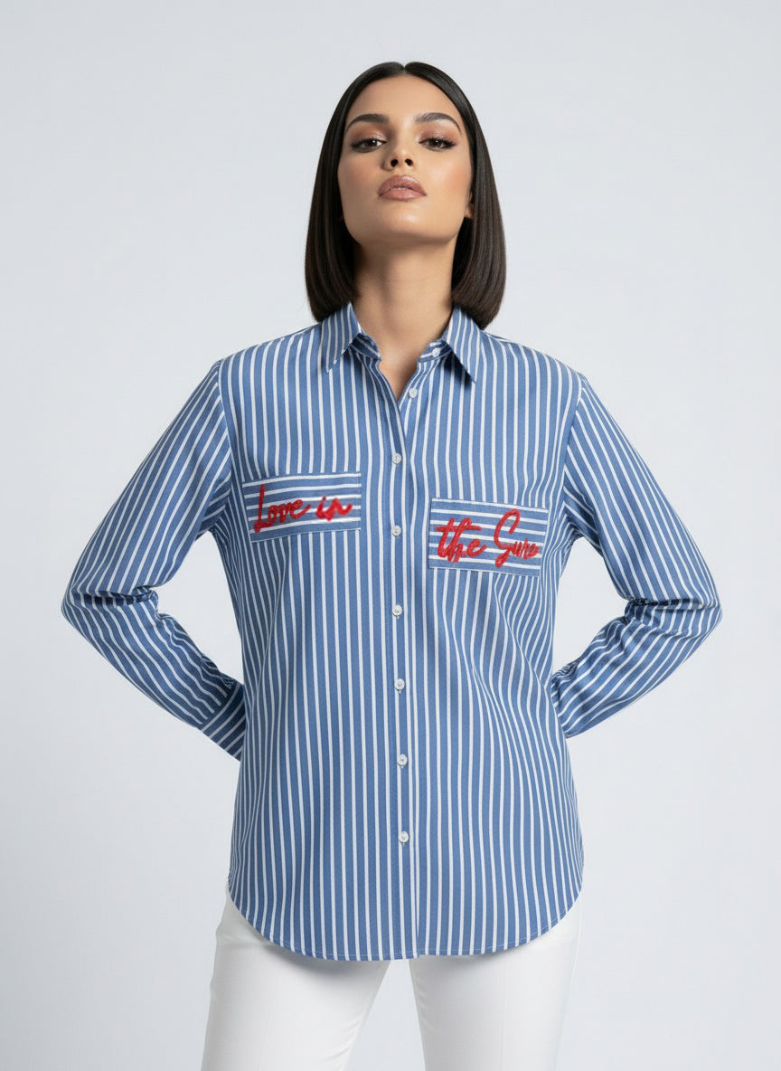 Blue Stripe 'LOVE IN THE SUN' Shirt