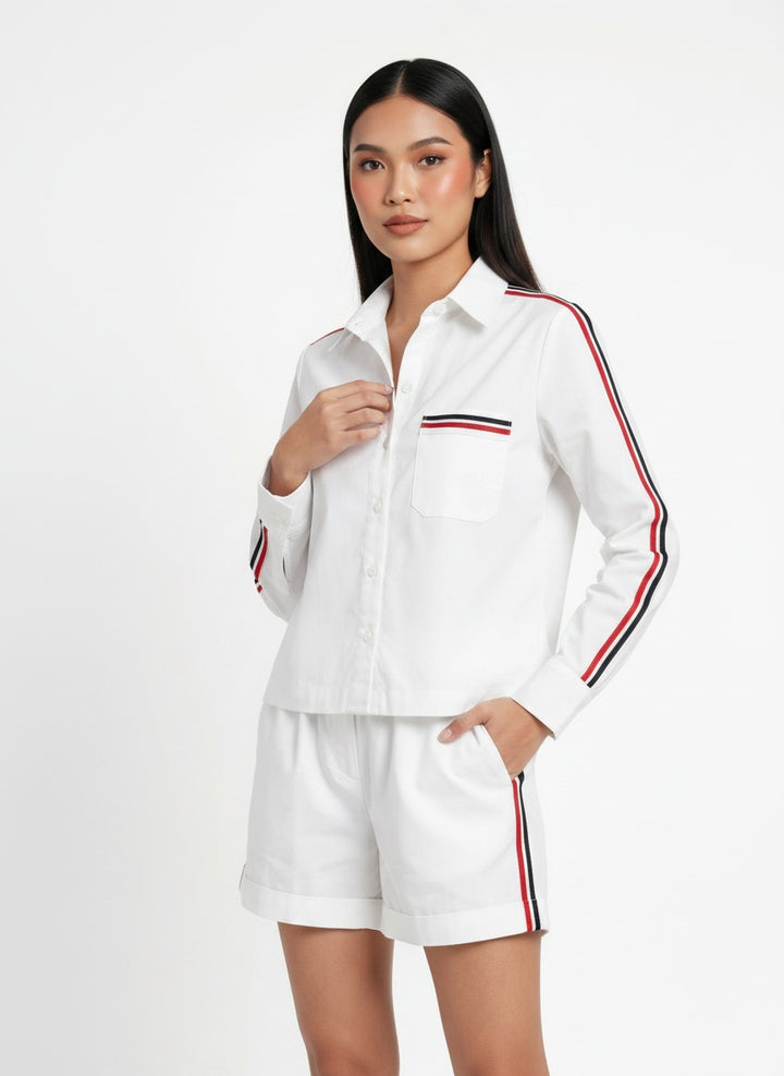White Ribbon Short Set