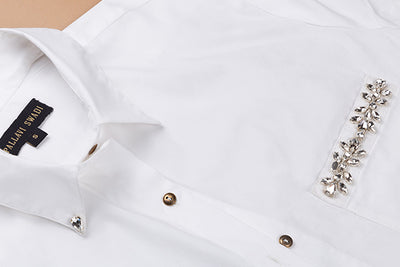 White Pocket Swarovski Shirt