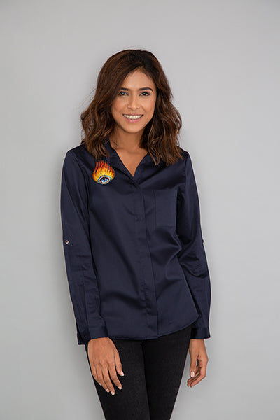 Classic Navy Shirt With PLV Brooch