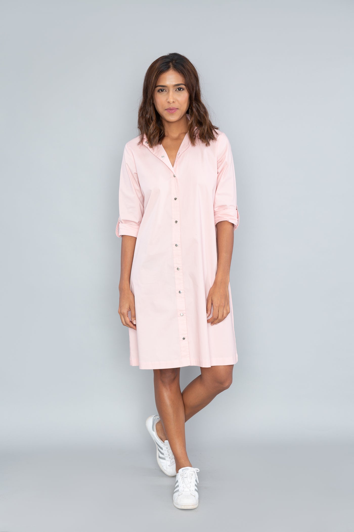 Salmon Shirt Dress with PLV Brooch