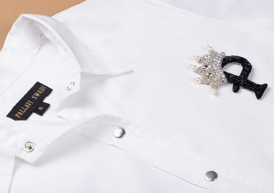 White Shirt Dress With PLV Brooch