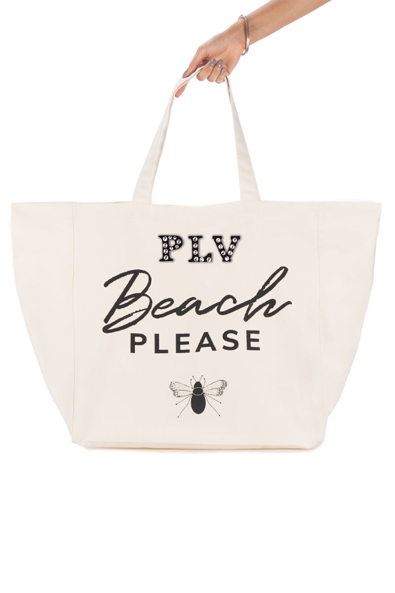 Beach Please Monogrammed Tote Bag