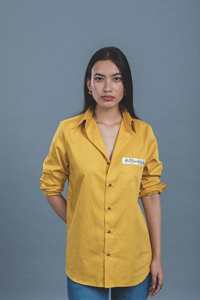 Canary Yellow Pocket Swarvoski Shirt