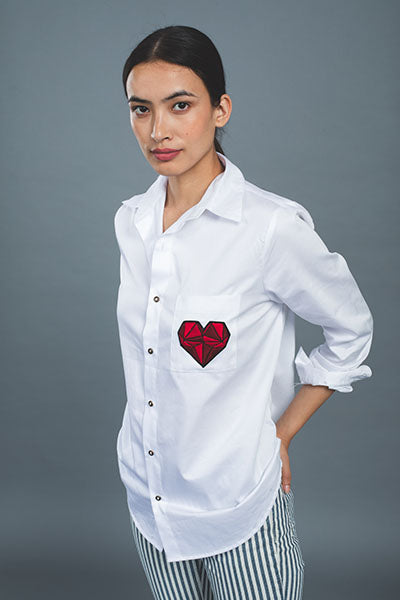 Geometric Heart White Shirt