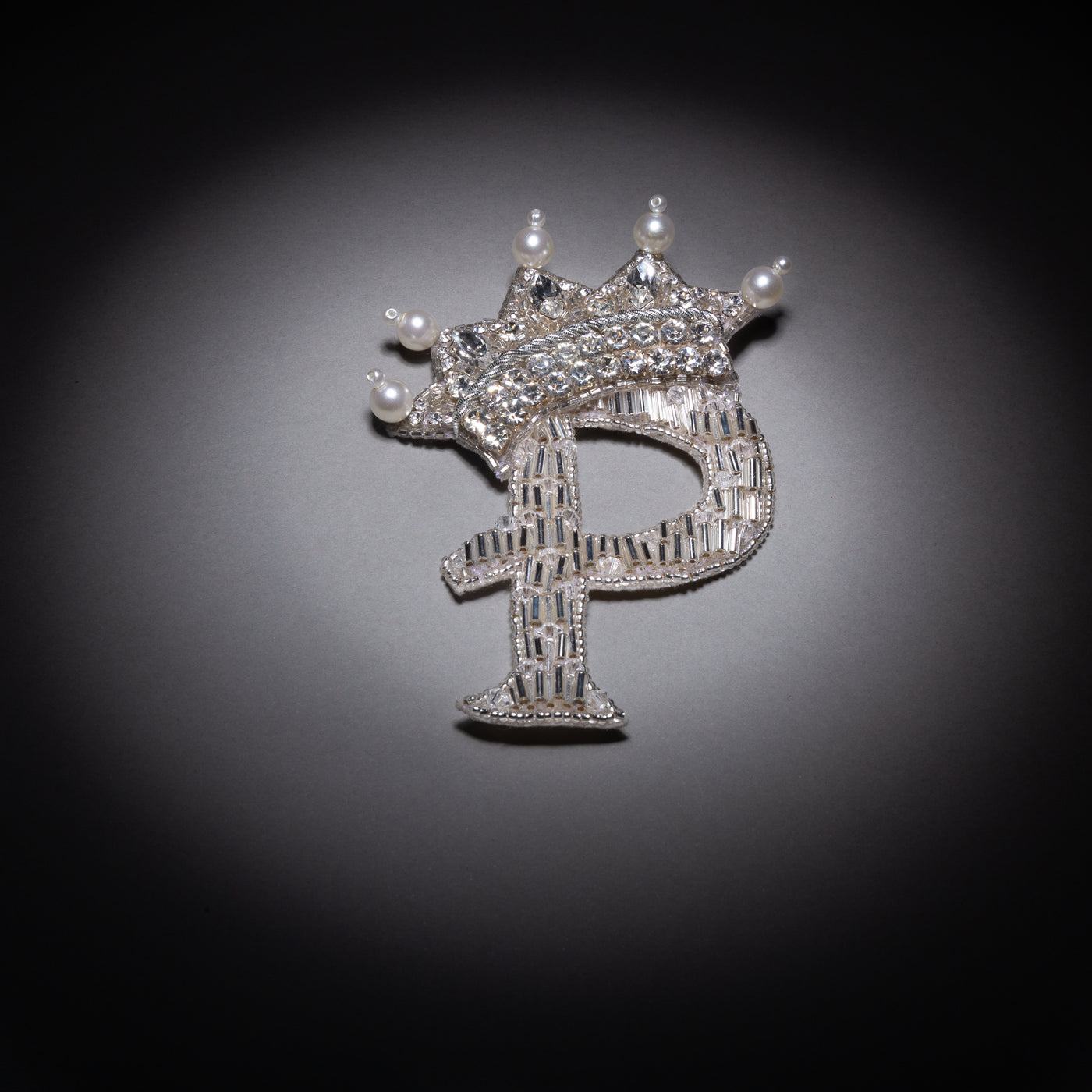 Silver Monogram With Crown Brooch