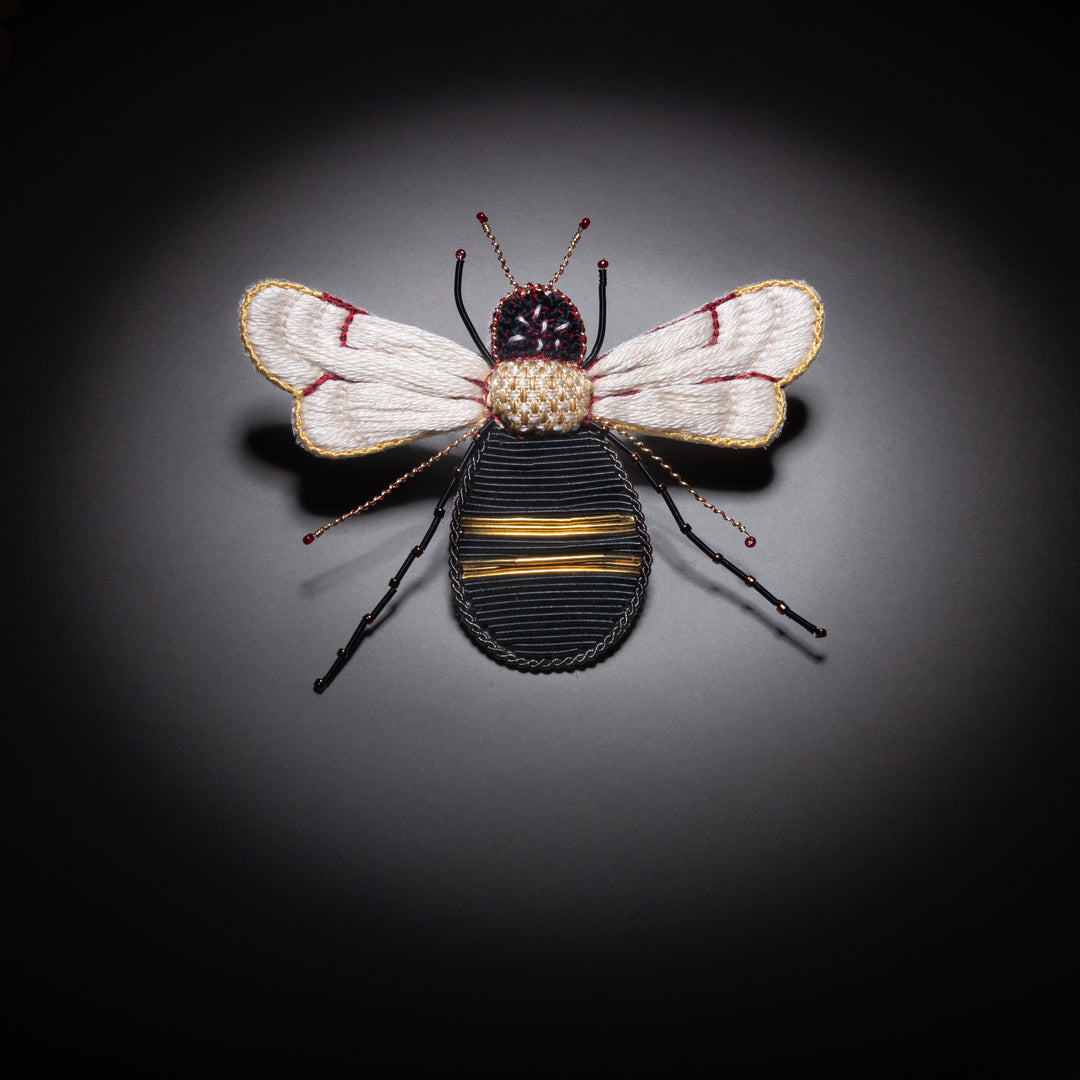 Olive Pleated Pima Cotton Dress with Beetle Brooch